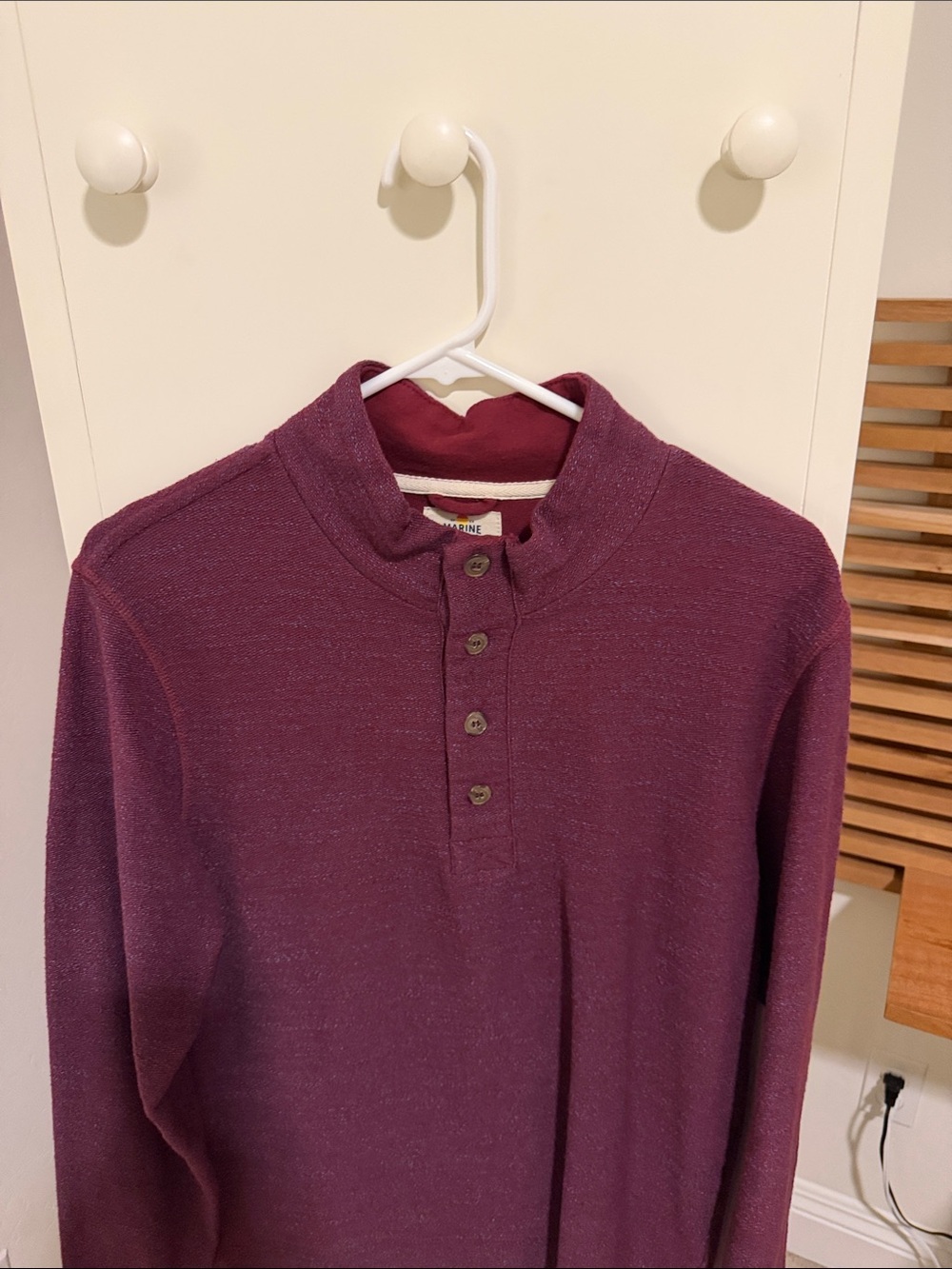 Marine Layer Plum Button-Up Knit Pullover - Picture 4 of 4